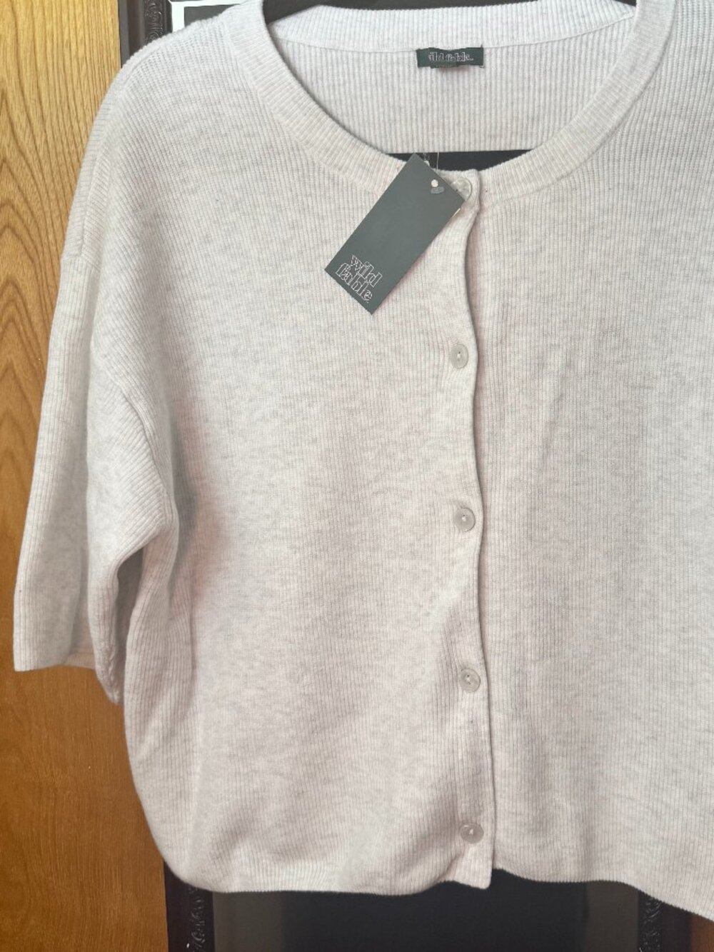 Wild Fable Gray Button Down Sweater NWT Oversized Cropped Short Sleeve Knit Top